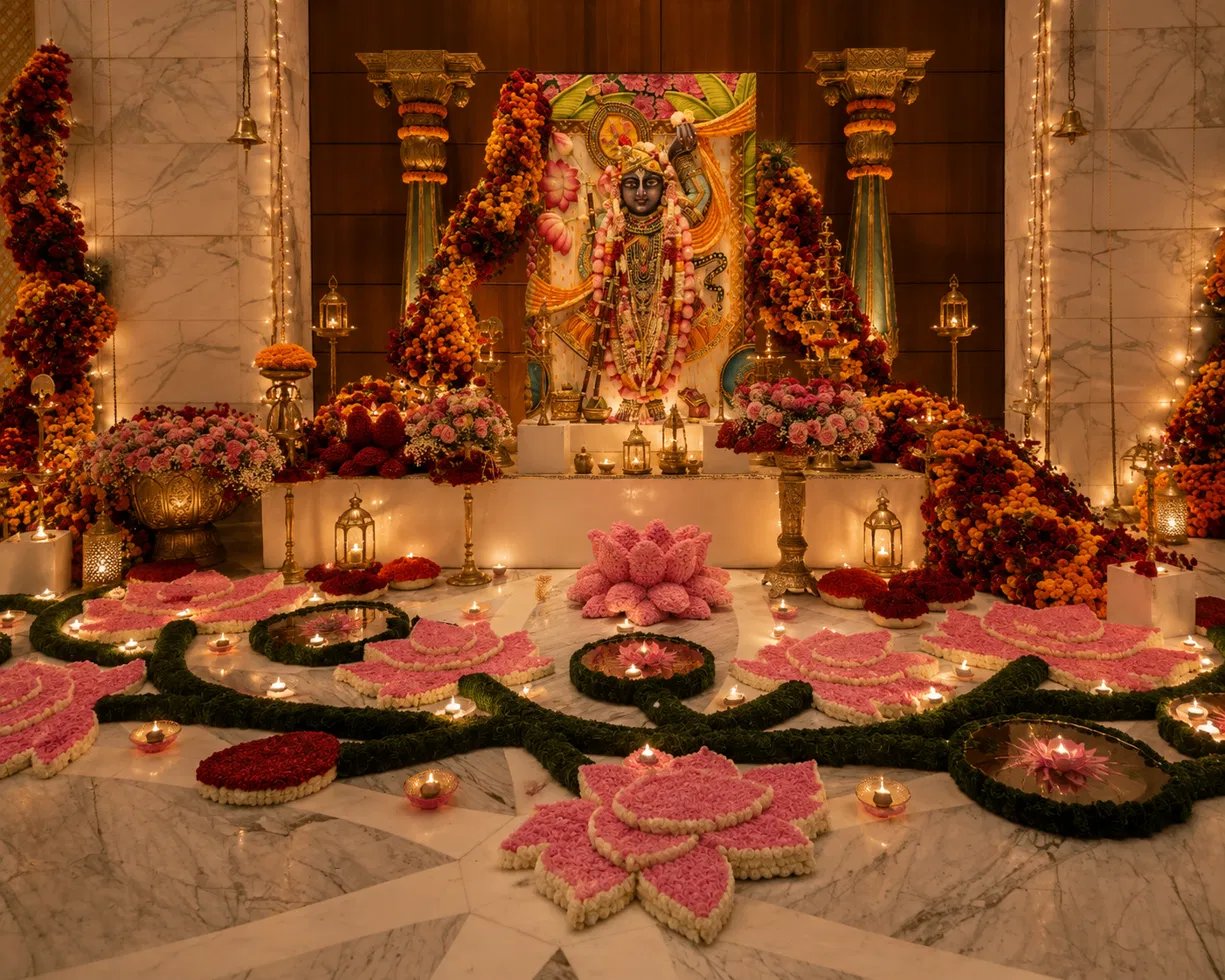 Hanging floral mandap backdrop